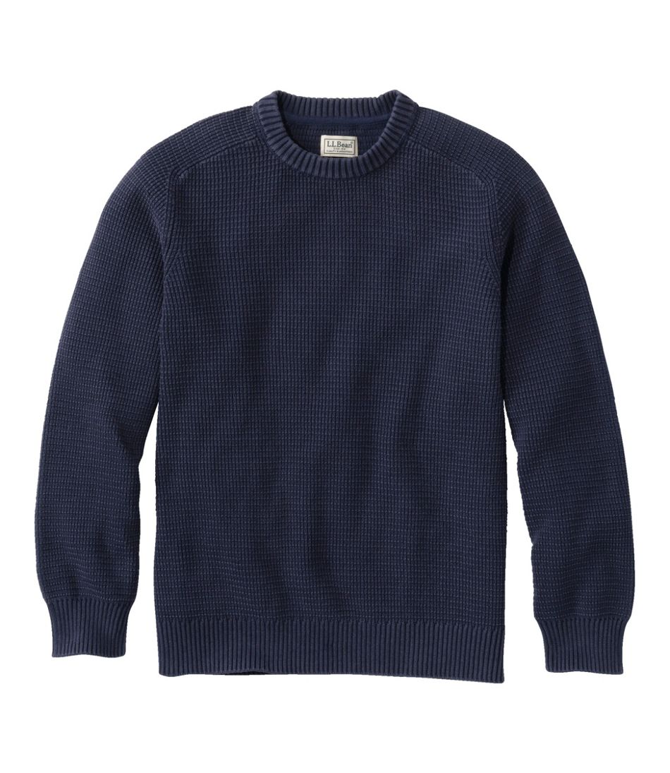 L.L.BeanMen's Sunwashed Textured Cotton Sweater, Crewneck