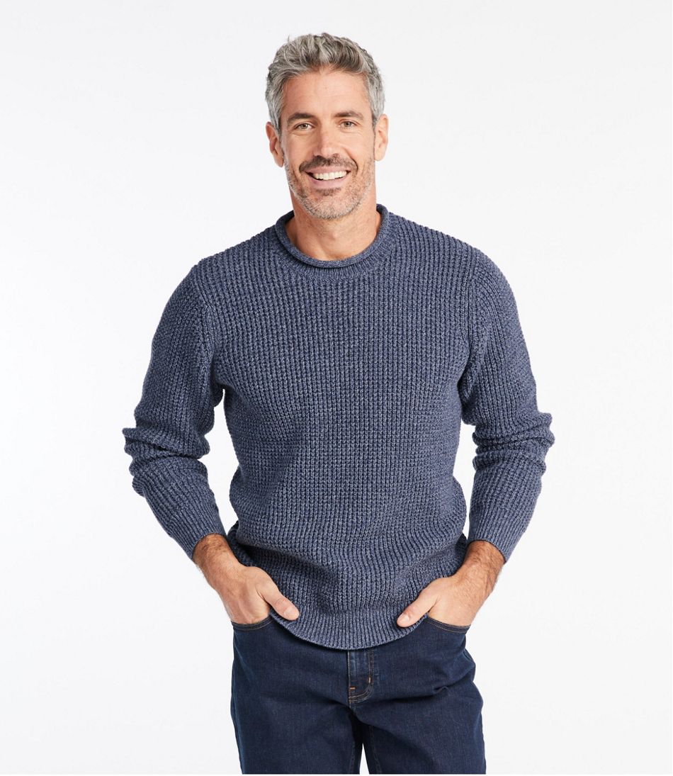 L.L.BeanMen's Organic Cotton Waffle Sweater, Rollneck Crew