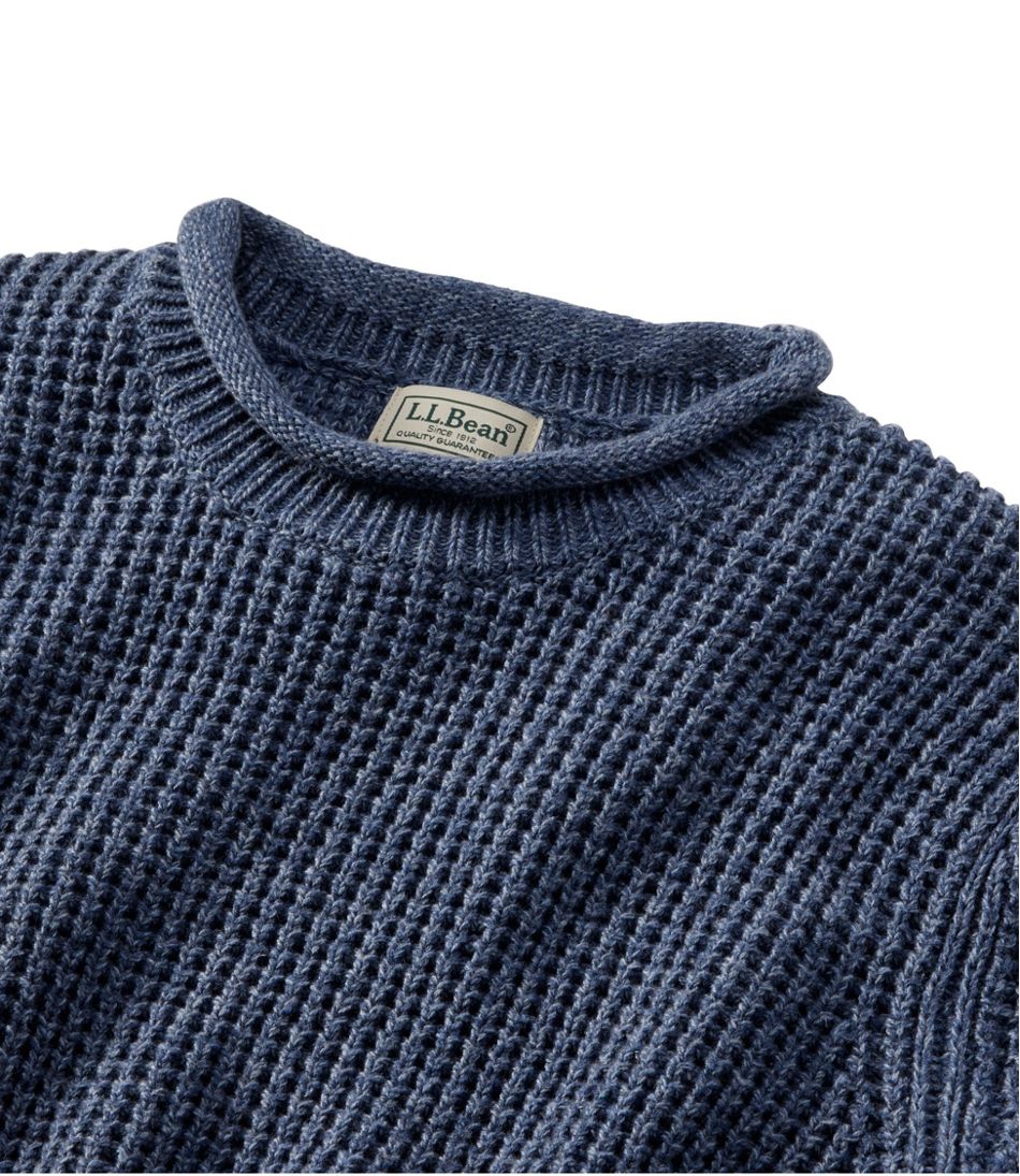 L.L.BeanMen's Organic Cotton Waffle Sweater, Rollneck Crew