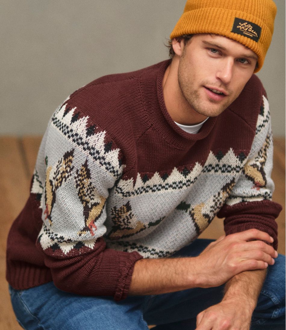 L.L.BeanMen's Signature Organic Cotton Rollneck Sweater, Fair Isle