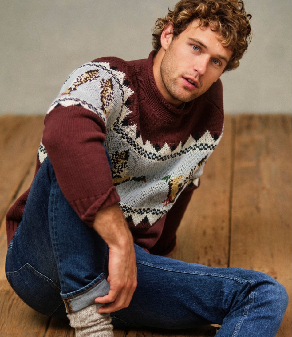 L.L.BeanMen's Signature Organic Cotton Rollneck Sweater, Fair Isle