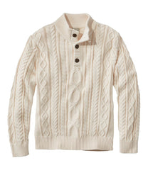 L.L.BeanMen's Bean's Heritage Soft Cotton Fisherman Sweater, Button-Mock