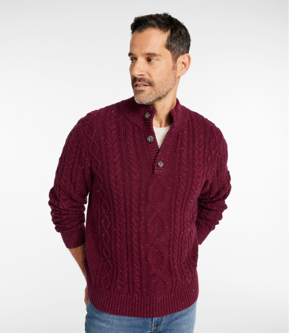 L.L.BeanMen's Bean's Heritage Soft Cotton Fisherman Sweater, Button-Mock