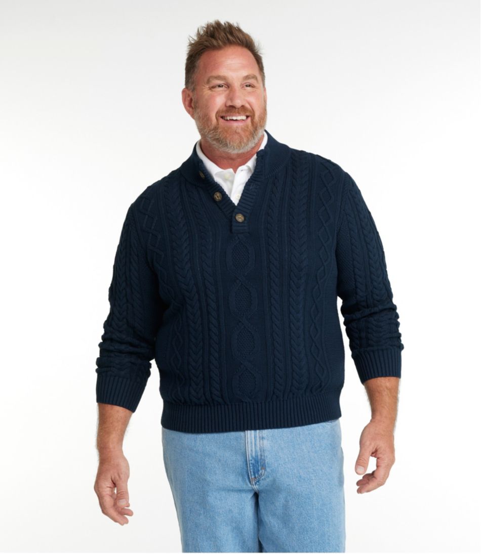 L.L.BeanMen's Bean's Heritage Soft Cotton Fisherman Sweater, Button-Mock