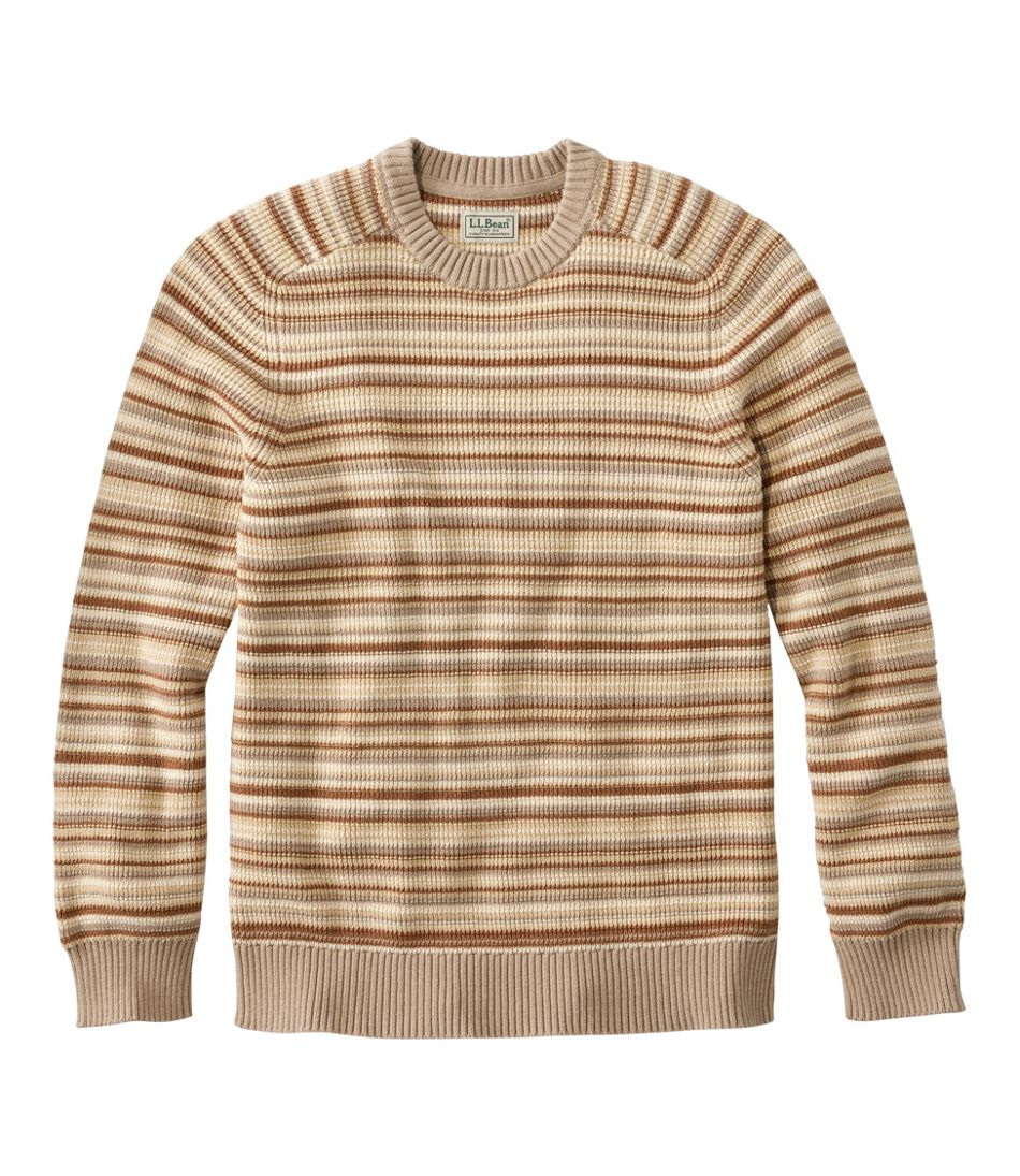 L.L.BeanMen's Sunwashed Textured Cotton Sweater, Crewneck, Stripe