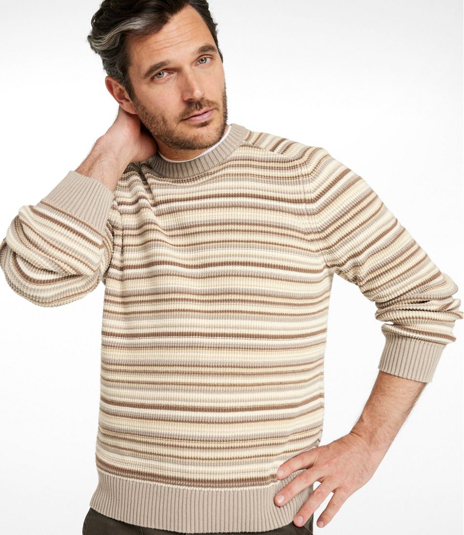 L.L.BeanMen's Sunwashed Textured Cotton Sweater, Crewneck, Stripe
