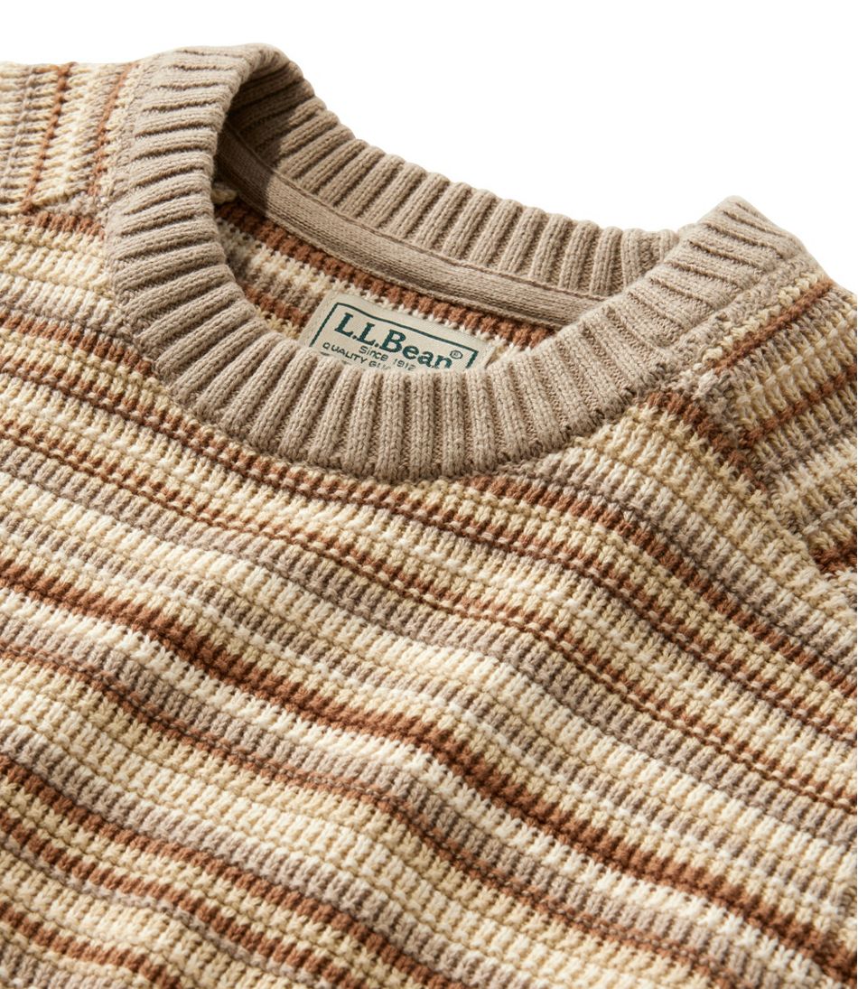 L.L.BeanMen's Sunwashed Textured Cotton Sweater, Crewneck, Stripe