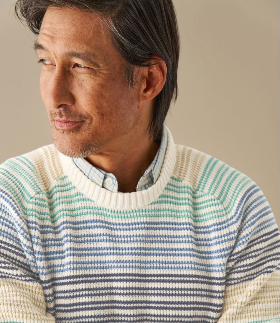 L.L.BeanMen's Sunwashed Textured Cotton Sweater, Crewneck, Stripe
