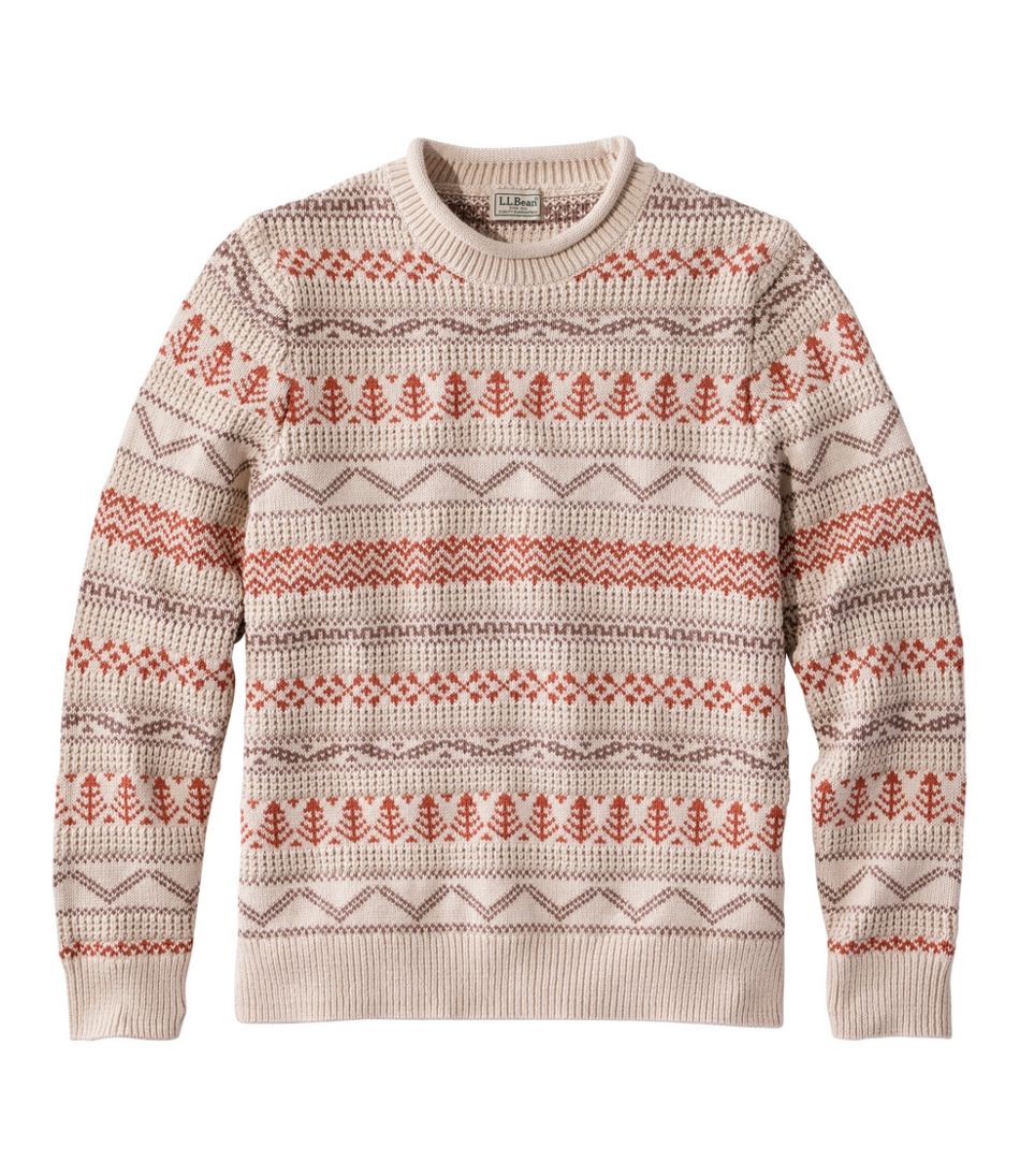 L.L.BeanMen's Organic Cotton Waffle Sweater, Crewneck, Fair Isle