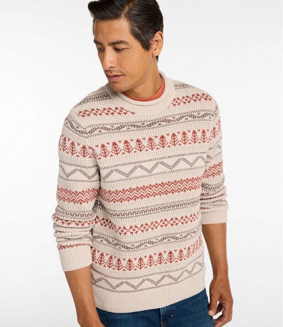 L.L.BeanMen's Organic Cotton Waffle Sweater, Crewneck, Fair Isle