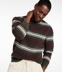 L.L.BeanMen's Organic Cotton Waffle Sweater, Rollneck Crew, Stripe