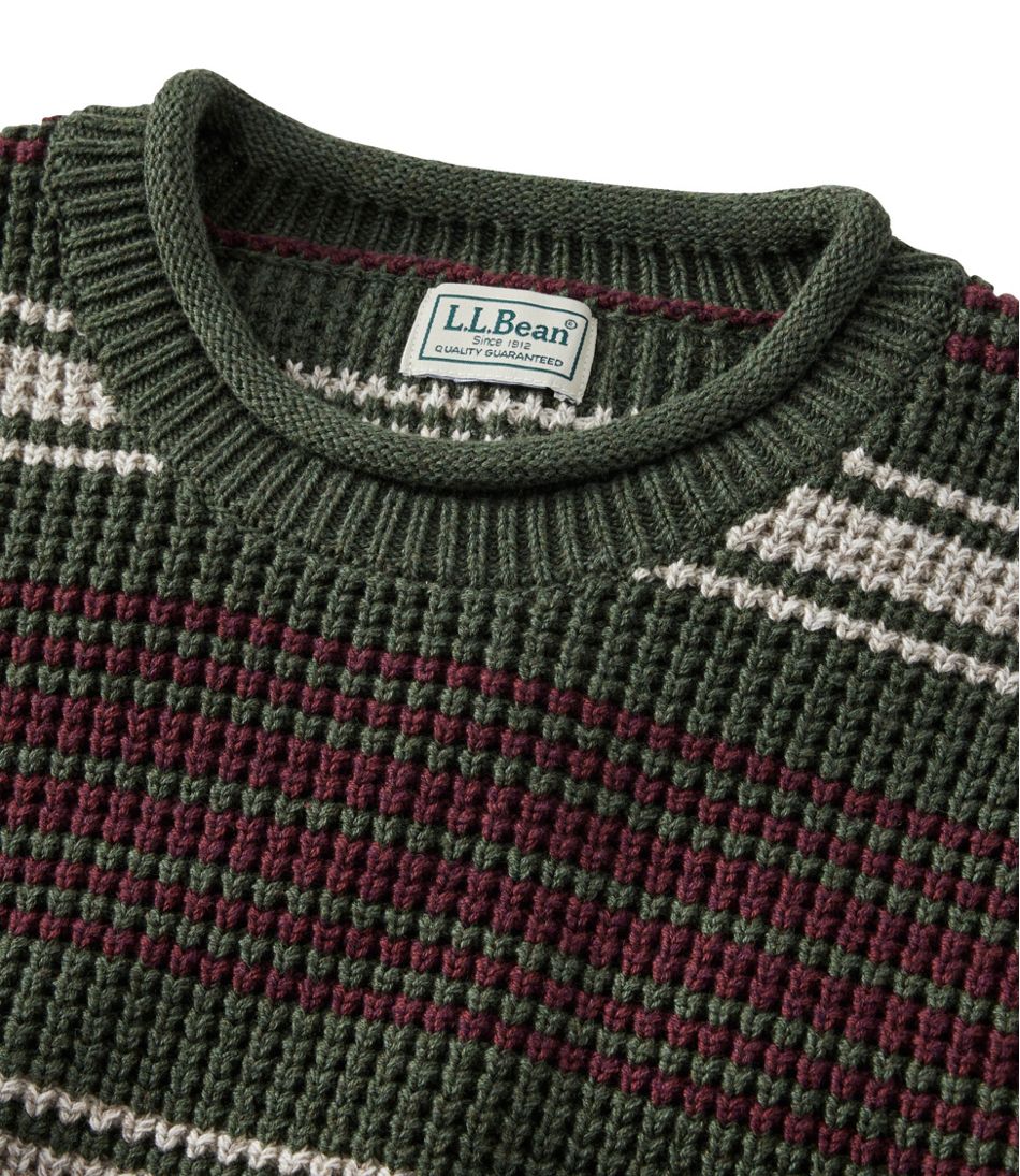 L.L.BeanMen's Organic Cotton Waffle Sweater, Rollneck Crew, Stripe