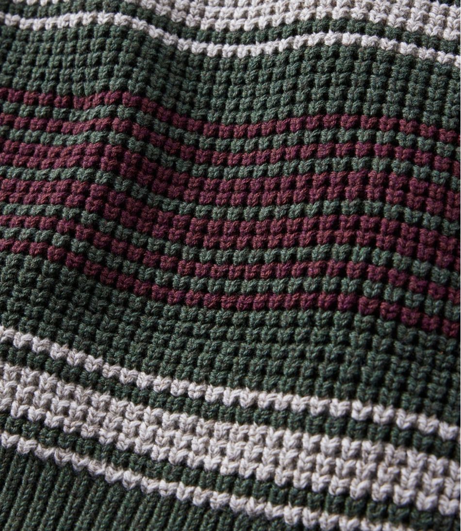 L.L.BeanMen's Organic Cotton Waffle Sweater, Rollneck Crew, Stripe