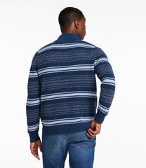 L.L.BeanMen's Organic Cotton Waffle Sweater, Quarter Zip, Stripe