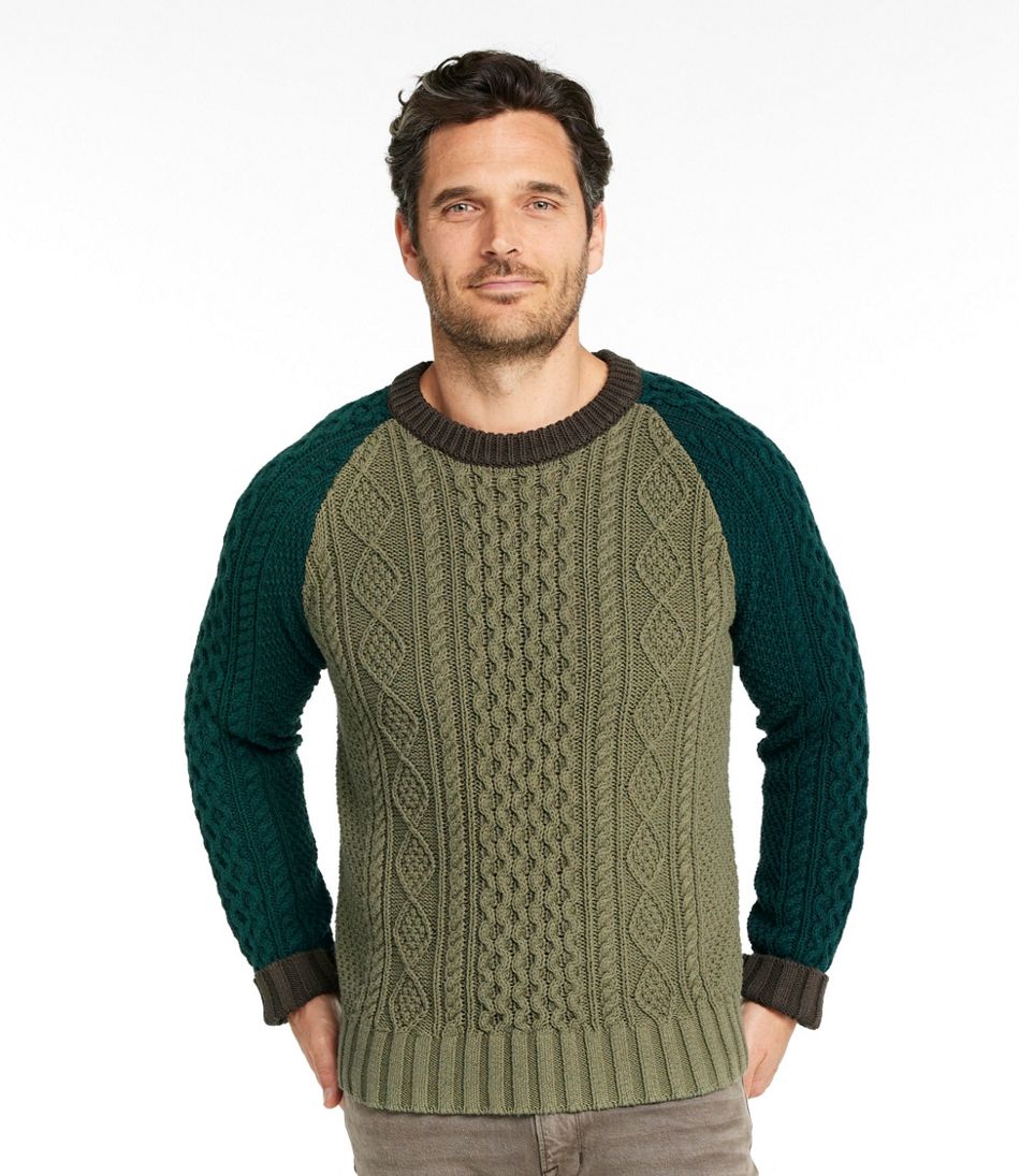 L.L.BeanMen's Signature Cotton Fisherman Sweater, Crewneck, Colorblock