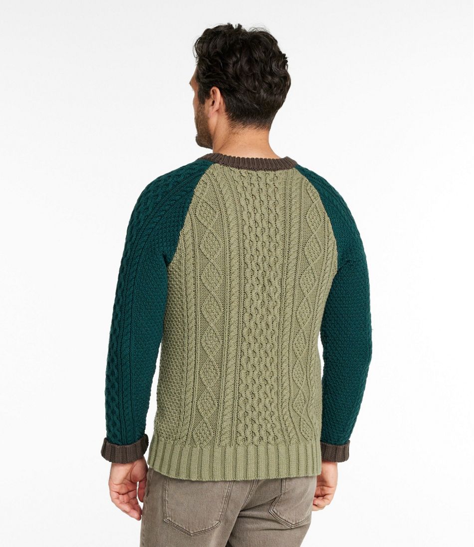 L.L.BeanMen's Signature Cotton Fisherman Sweater, Crewneck, Colorblock