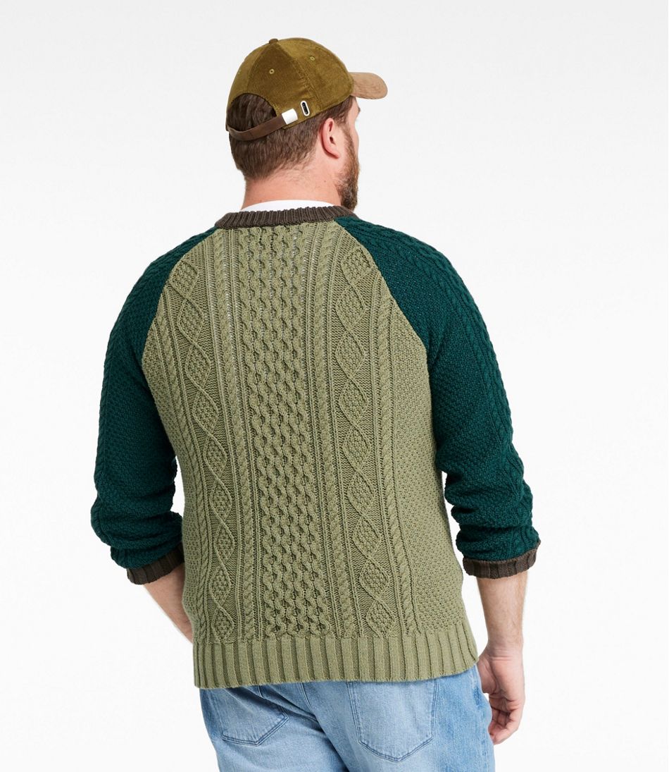 L.L.BeanMen's Signature Cotton Fisherman Sweater, Crewneck, Colorblock
