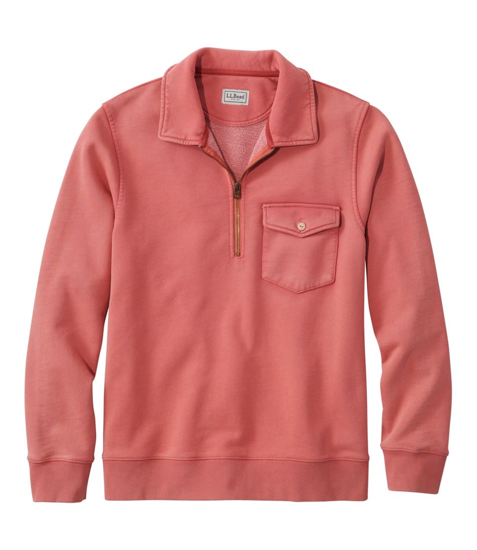 L.L.BeanMen's Sunwashed Sweatshirt, Quarter-Zip Polo, Long-Sleeve