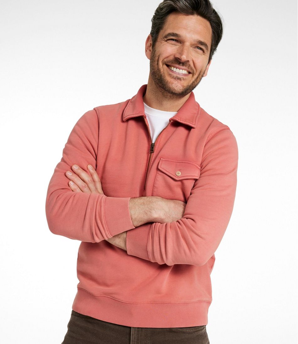 L.L.BeanMen's Sunwashed Sweatshirt, Quarter-Zip Polo, Long-Sleeve