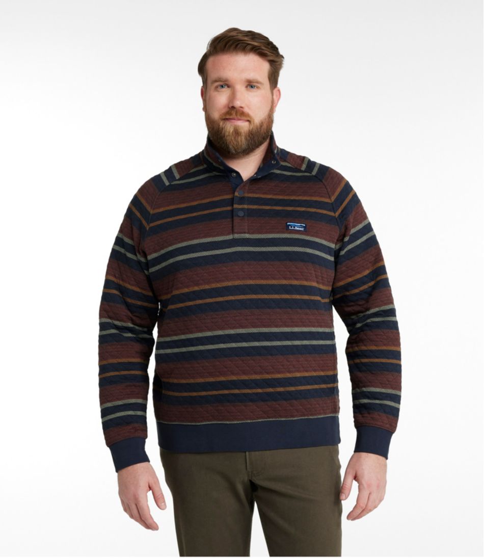 L.L.BeanMen's Quilted Sweatshirt, Mockneck, Stripe