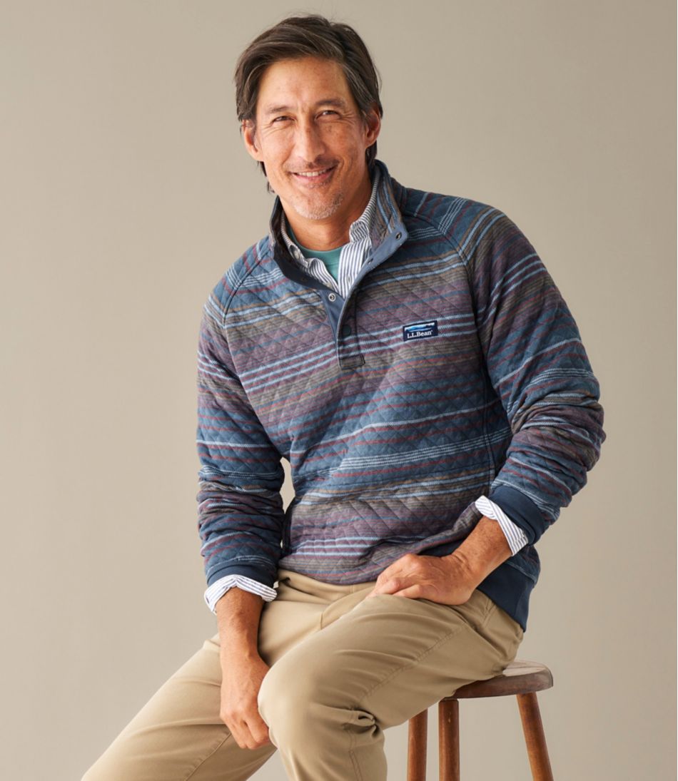 L.L.BeanMen's Quilted Sweatshirt, Mockneck, Stripe