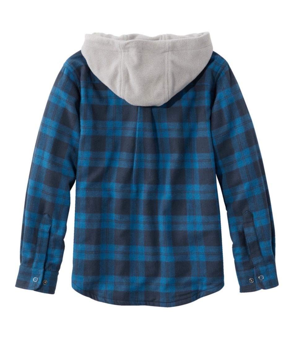 L.L.BeanKids' Fleece-Lined Flannel Shirt, Hooded Plaid