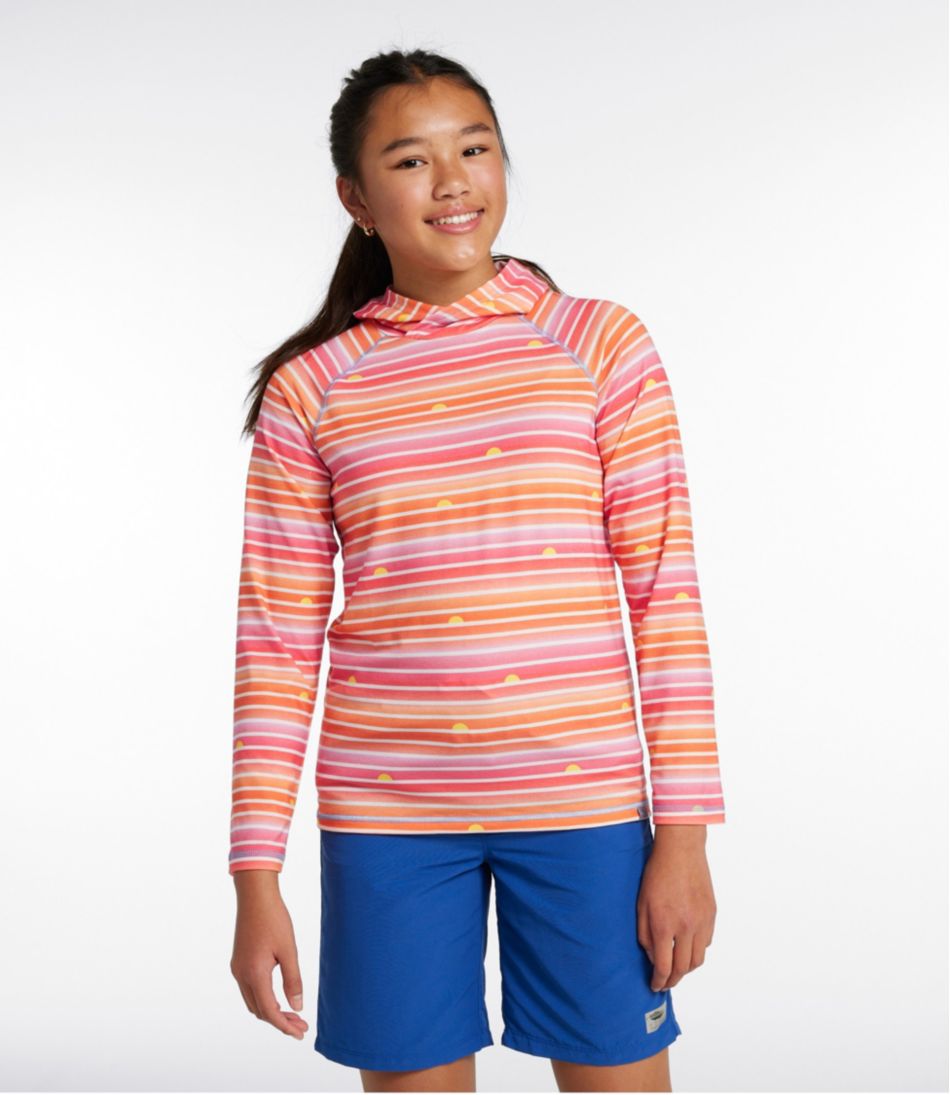 L.L.BeanKids' Everyday SunSmart® Hooded Tee, Long-Sleeve Stripe