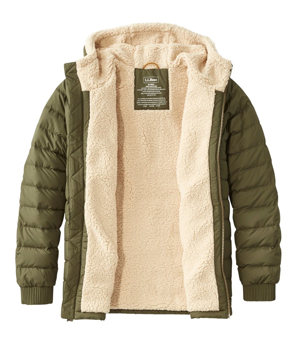 L.L.BeanMen's Mountain Classic Down Hooded Jacket, Sherpa-Lined