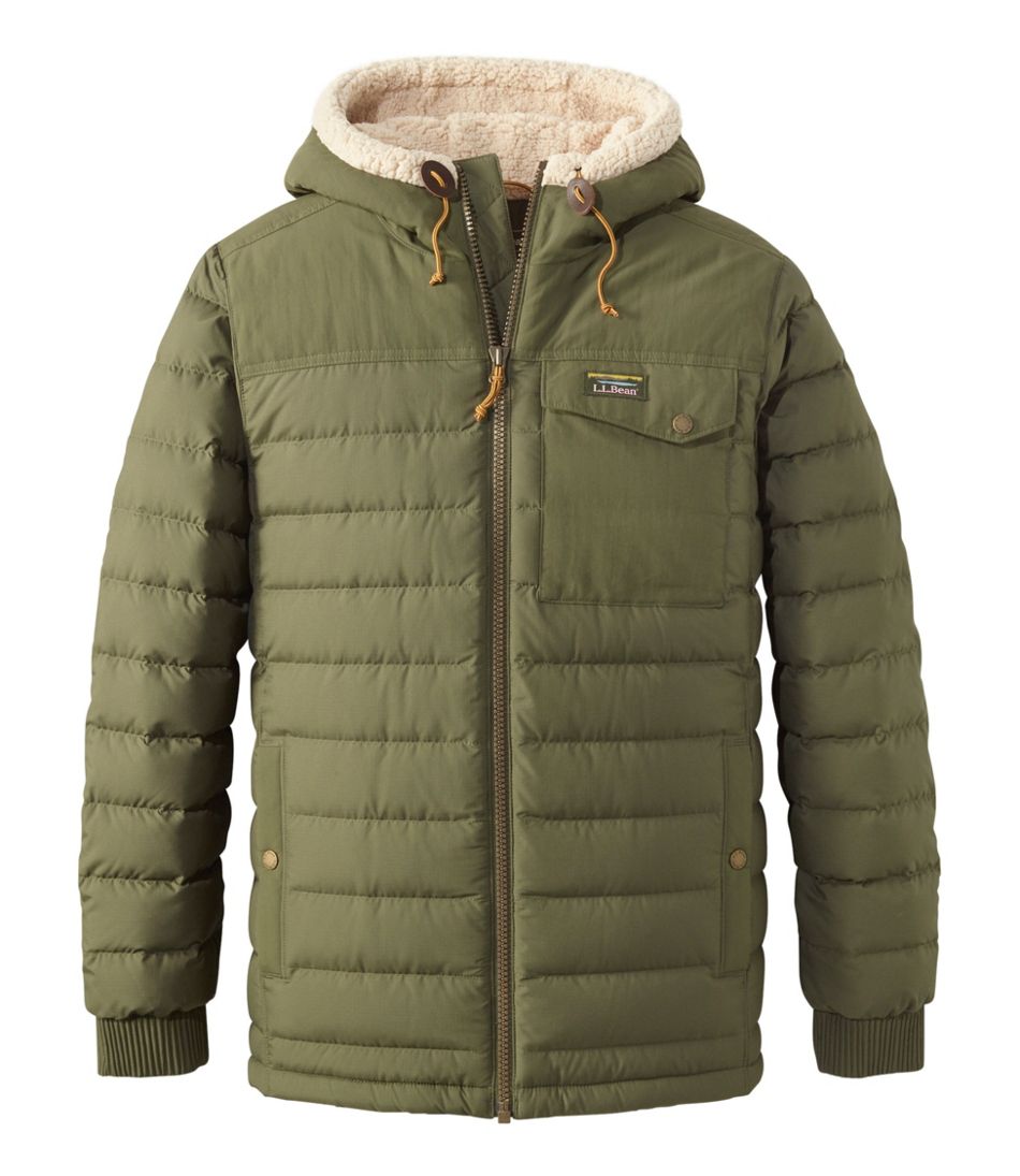 L.L.BeanMen's Mountain Classic Down Hooded Jacket, Sherpa-Lined