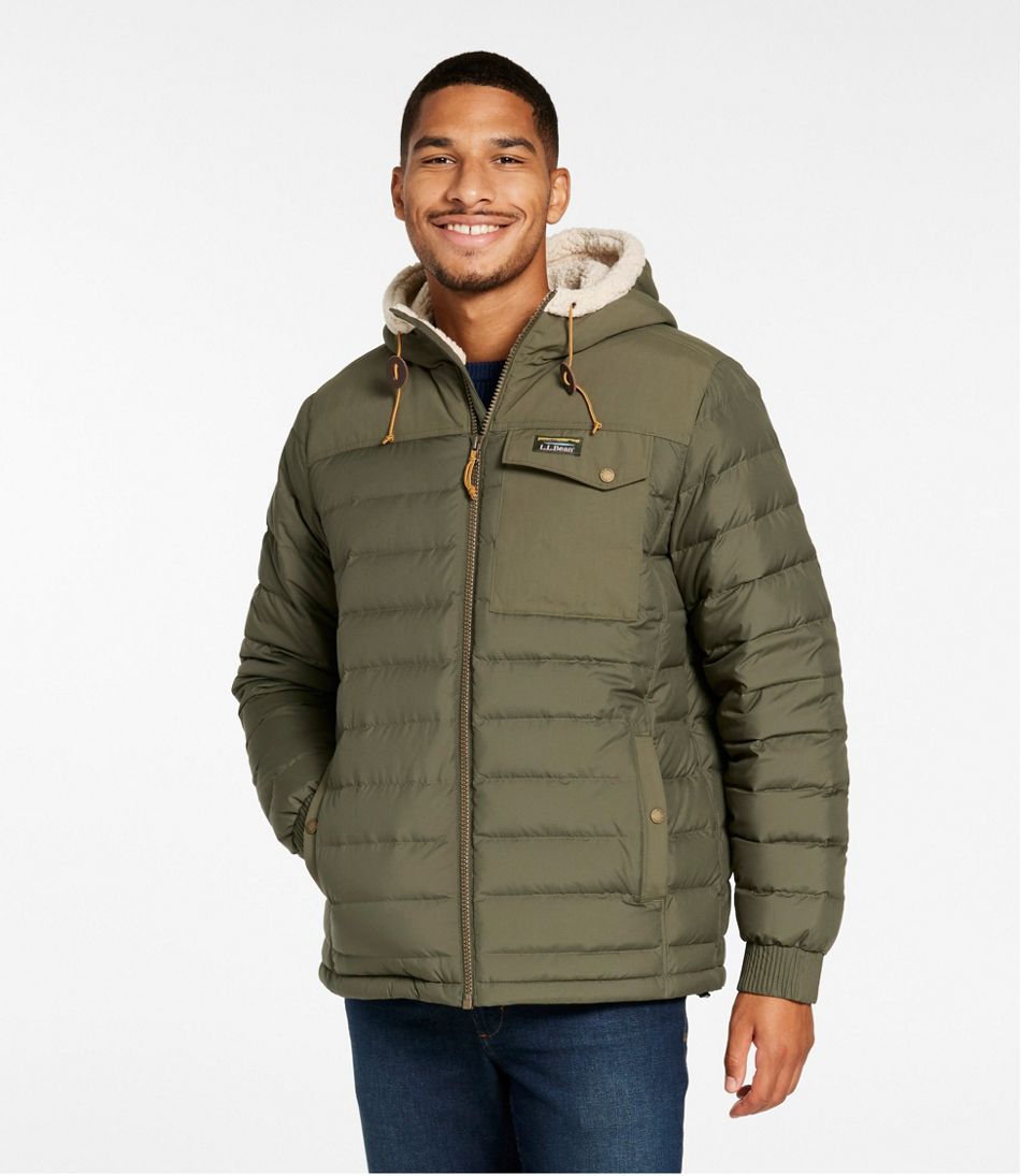 L.L.BeanMen's Mountain Classic Down Hooded Jacket, Sherpa-Lined