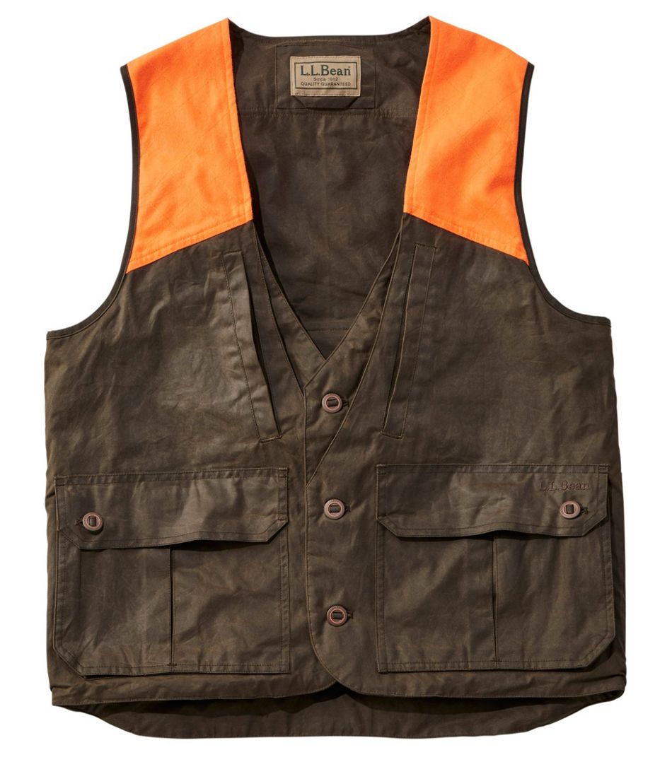 L.L.BeanMen's Double L Waxed-Cotton Upland Vest, Hunter Orange