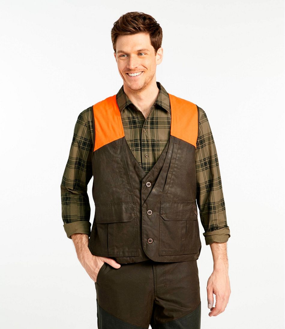 L.L.BeanMen's Double L Waxed-Cotton Upland Vest, Hunter Orange