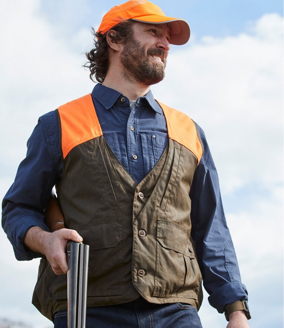 L.L.BeanMen's Double L Waxed-Cotton Upland Vest, Hunter Orange