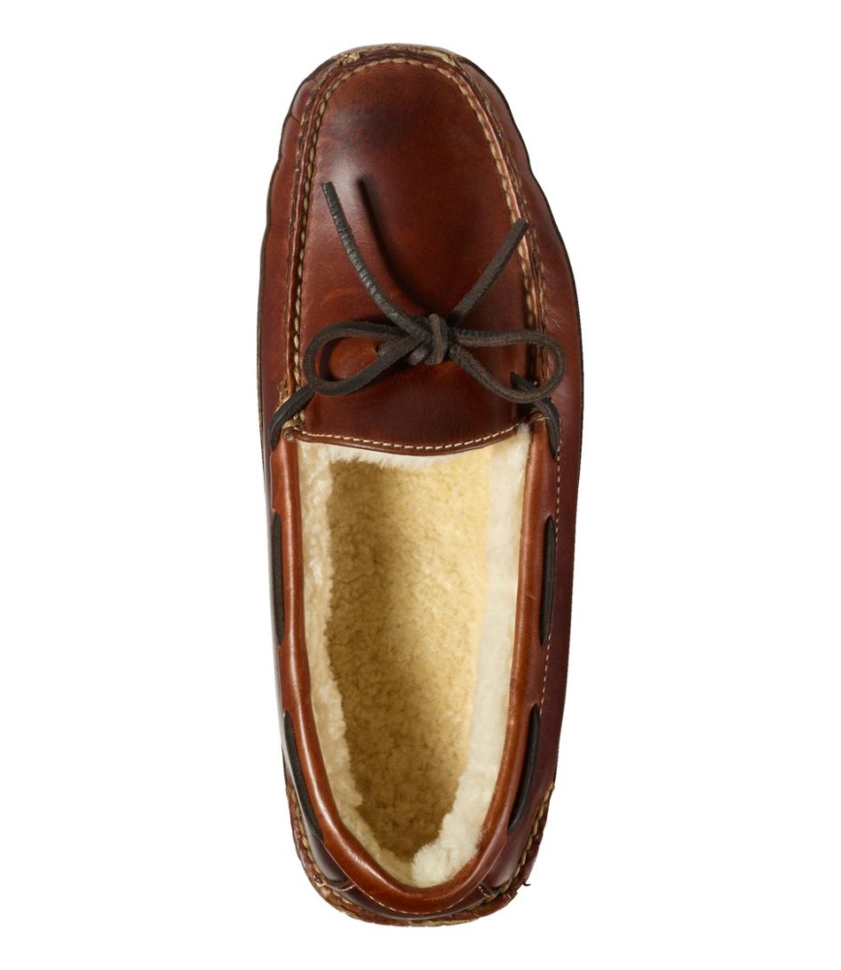 L.L.BeanMen's Leather Double-Sole Slippers, Shearling-Lined