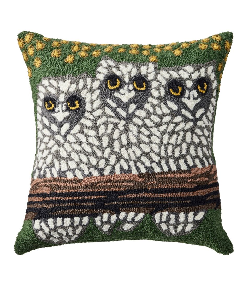 L.L.BeanIndoor/Outdoor Hooked Pillow, Owls