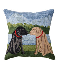 L.L.BeanIndoor/Outdoor Hooked Pillow, Mountain Dogs