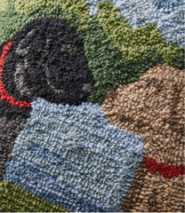 L.L.BeanIndoor/Outdoor Hooked Pillow, Mountain Dogs