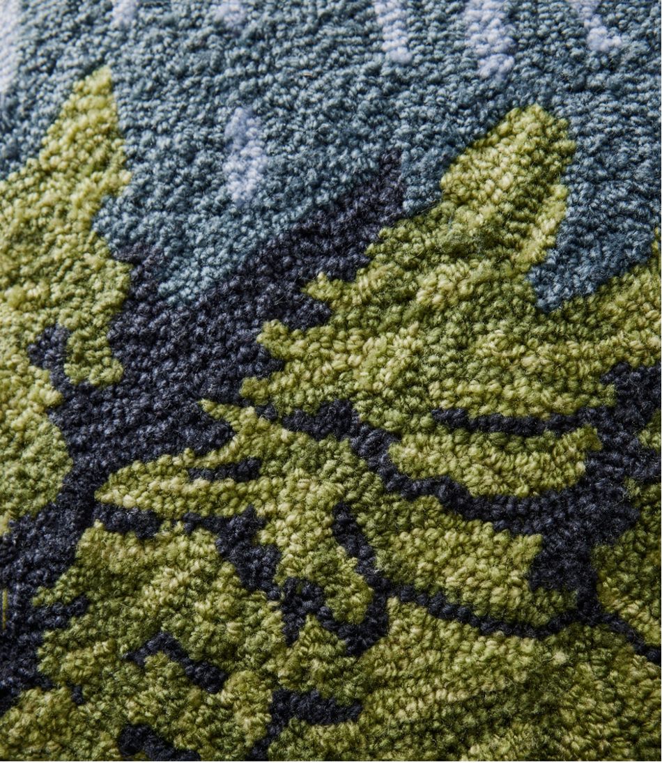 L.L.BeanIndoor/Outdoor Hooked Pillow, Lakeside Mountain Scene