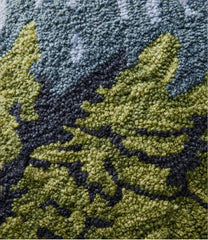 L.L.BeanIndoor/Outdoor Hooked Pillow, Lakeside Mountain Scene