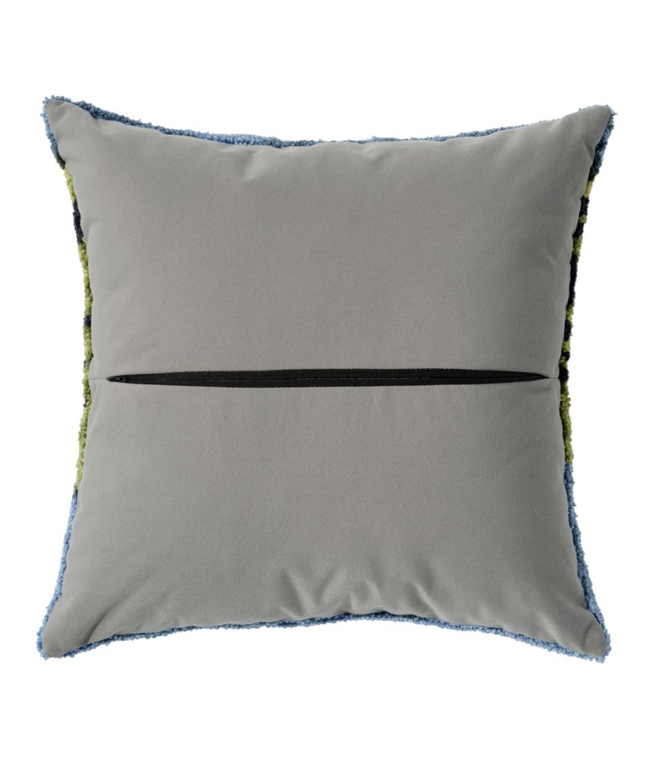 L.L.BeanIndoor/Outdoor Hooked Pillow, Lakeside Mountain Scene