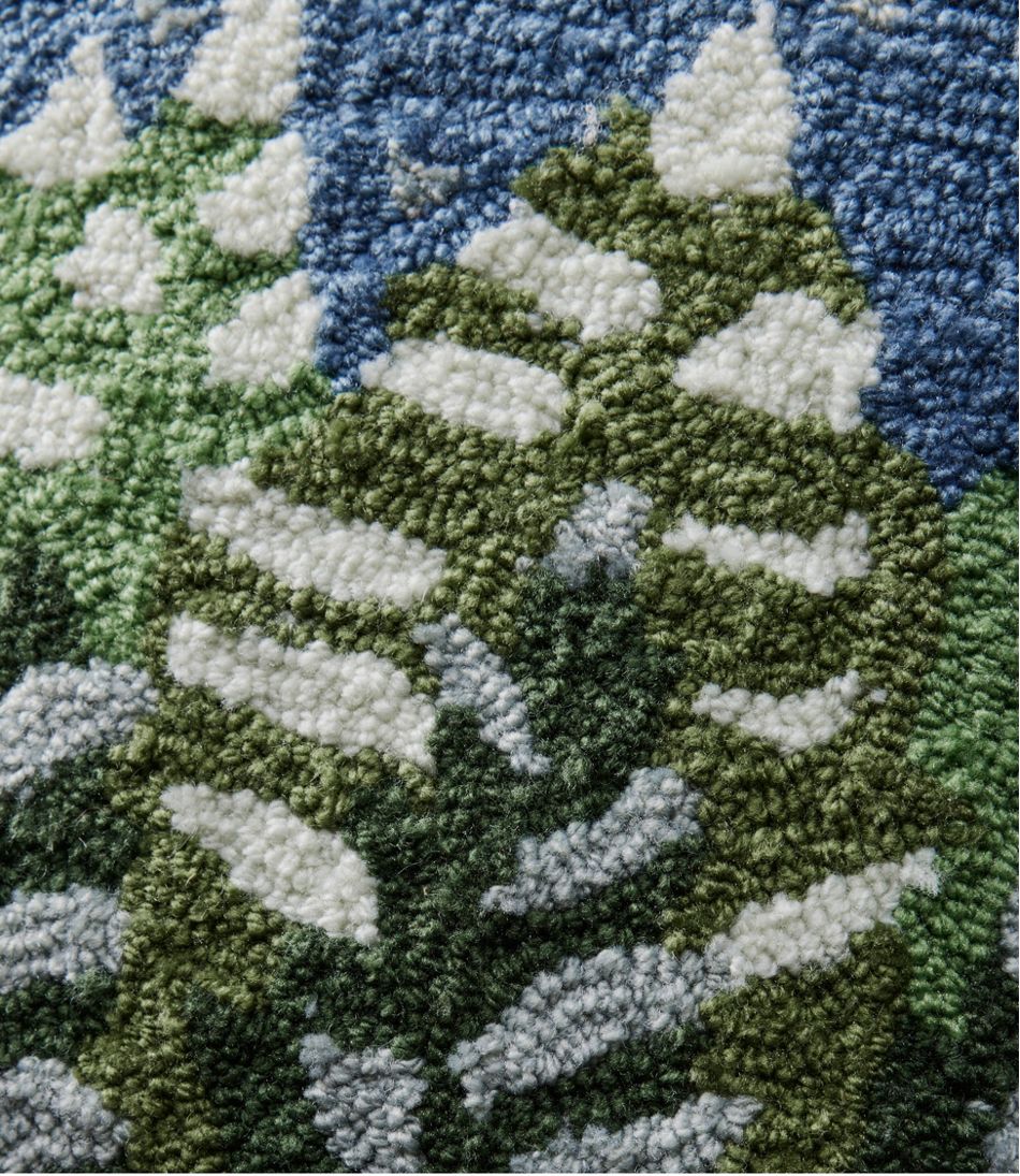 L.L.BeanIndoor/Outdoor Hooked Pillow, Frosted Trees
