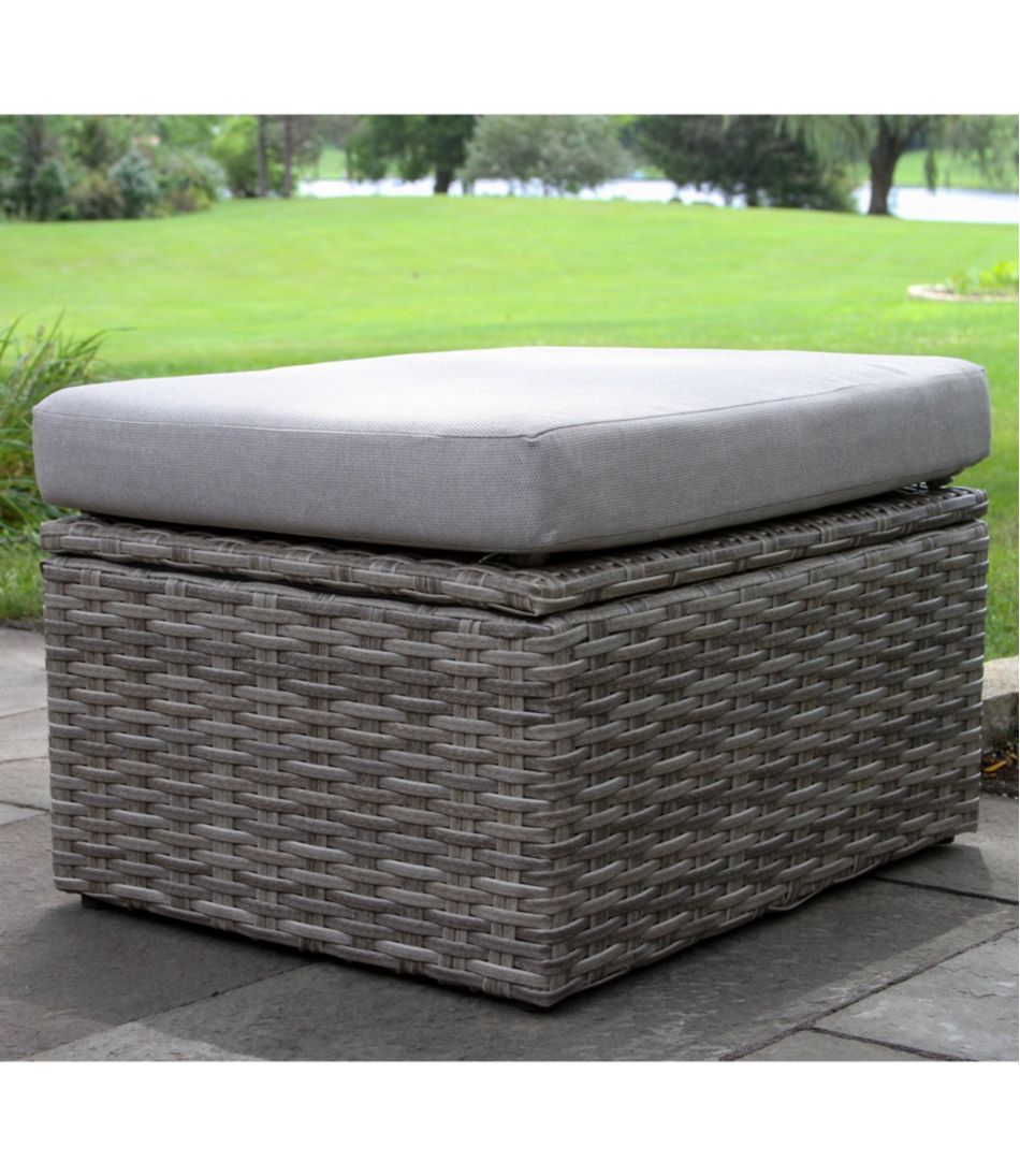 L.L.BeanWicker Storage Sofa and Teak Coffee Table Set