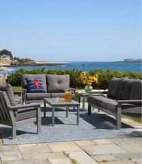 L.L.BeanAll-Weather Patio Sofa with Textured Cushion, Slate Gray