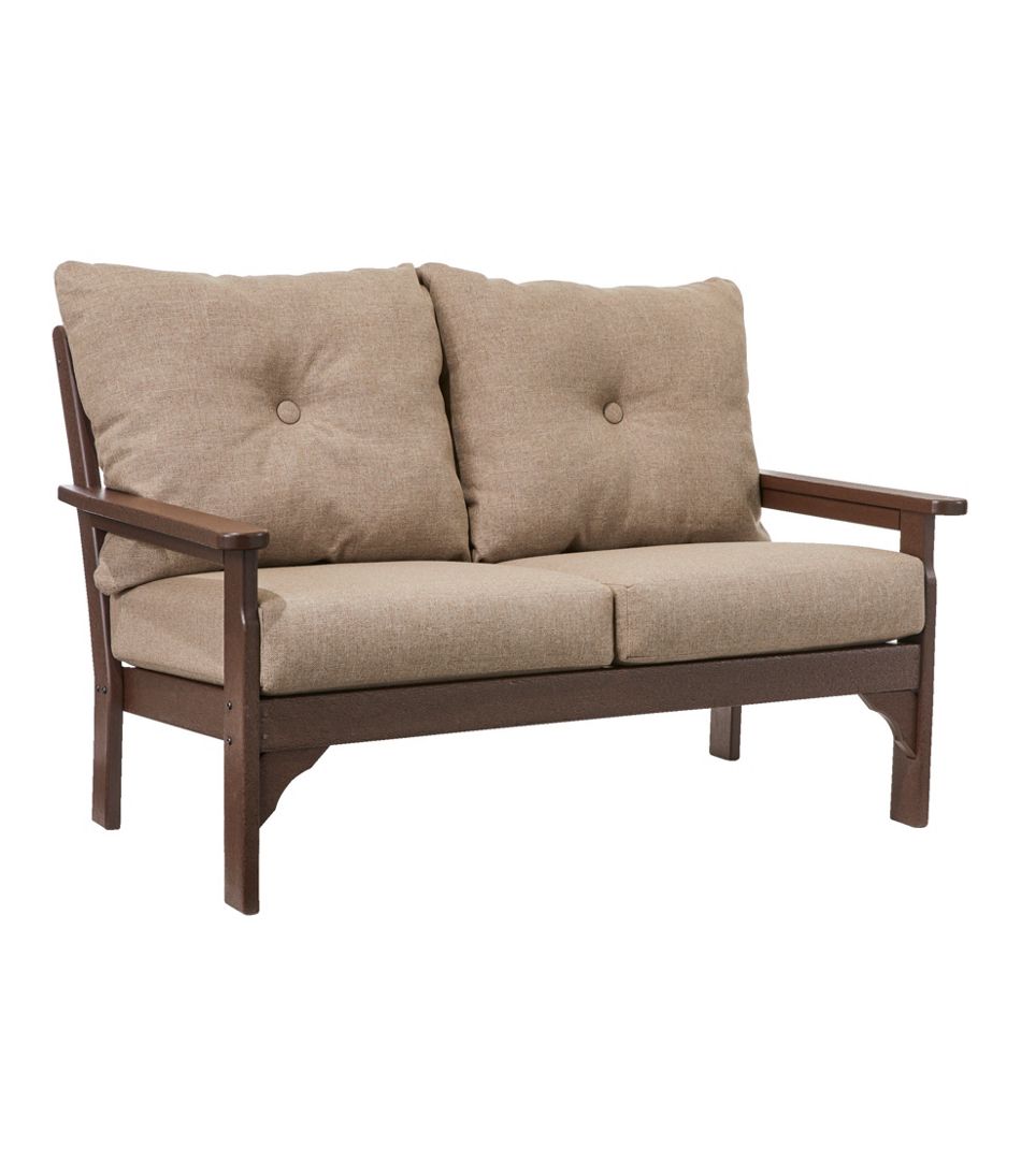 L.L.BeanAll-Weather Patio Loveseat with Textured Cushion, Mahogany