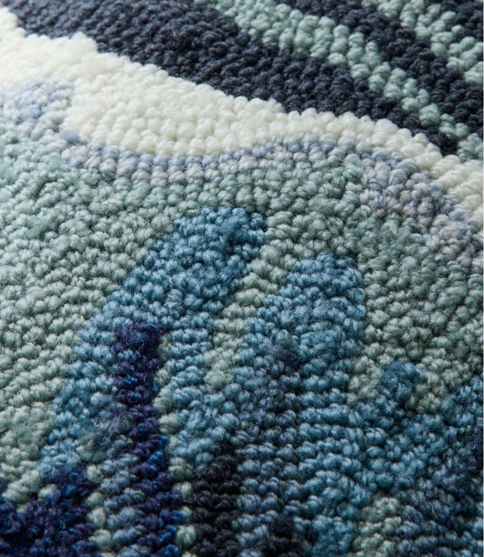 L.L.BeanIndoor/Outdoor Hooked Pillow, 18x18 Ocean Waves