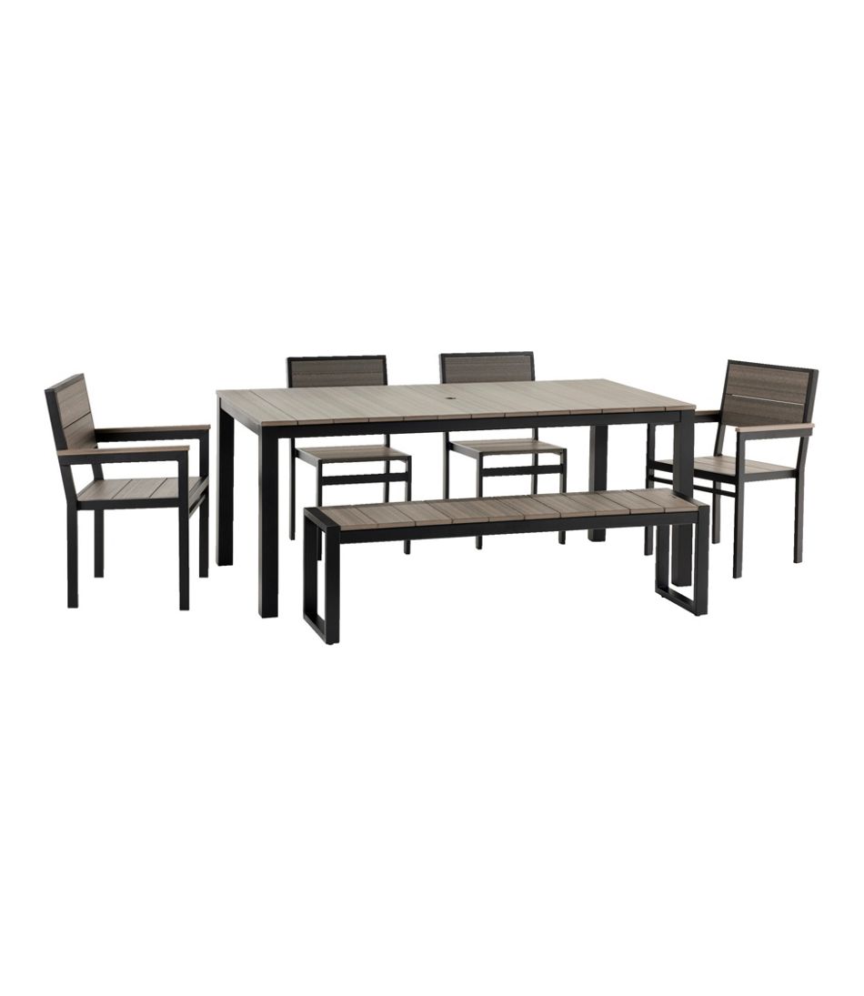 L.L.BeanAluminum/Recycled Poly Lumber Farmhouse Dining Set, Black