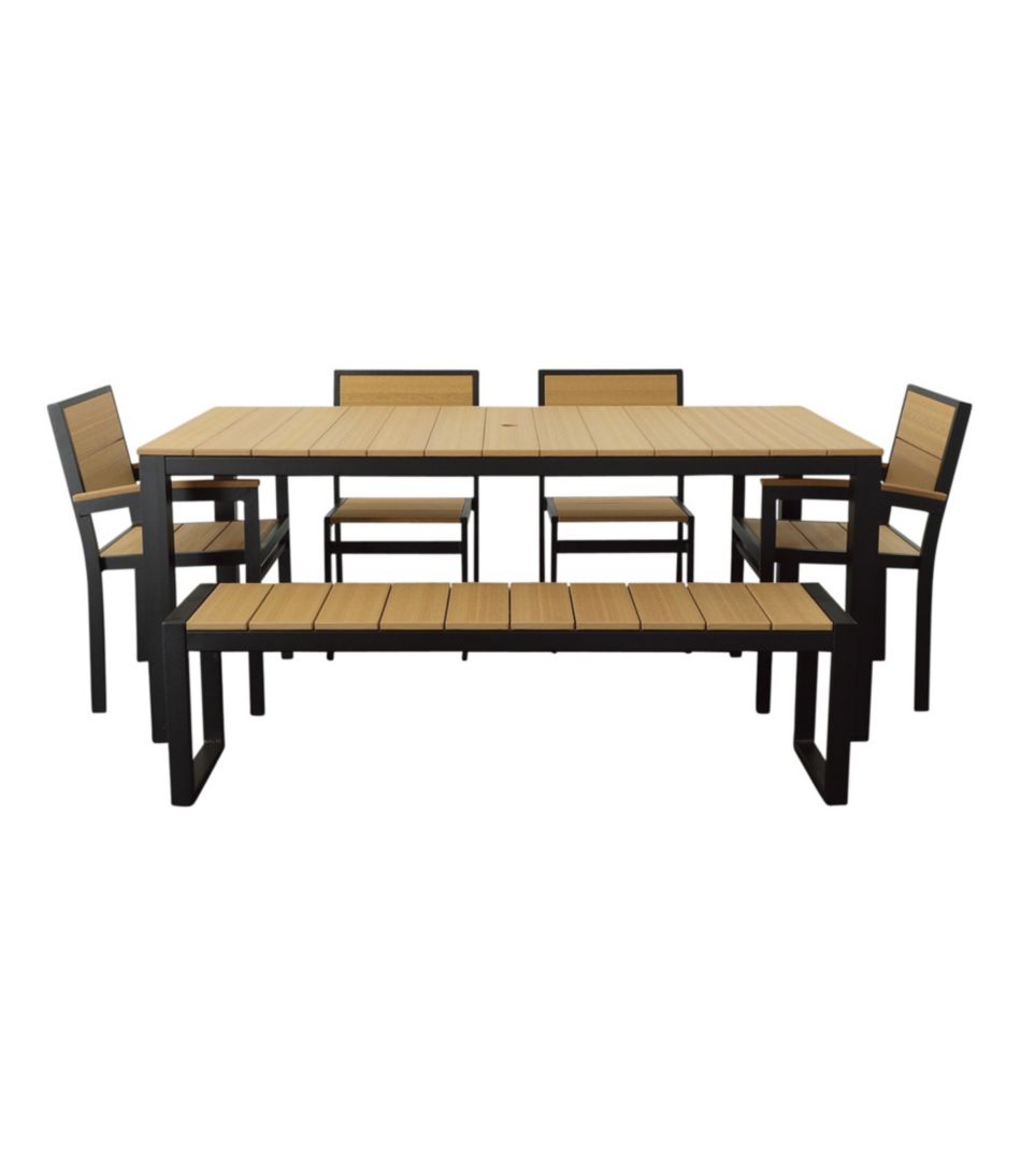 L.L.BeanAluminum/Recycled Poly Lumber Farmhouse Dining Set, Black