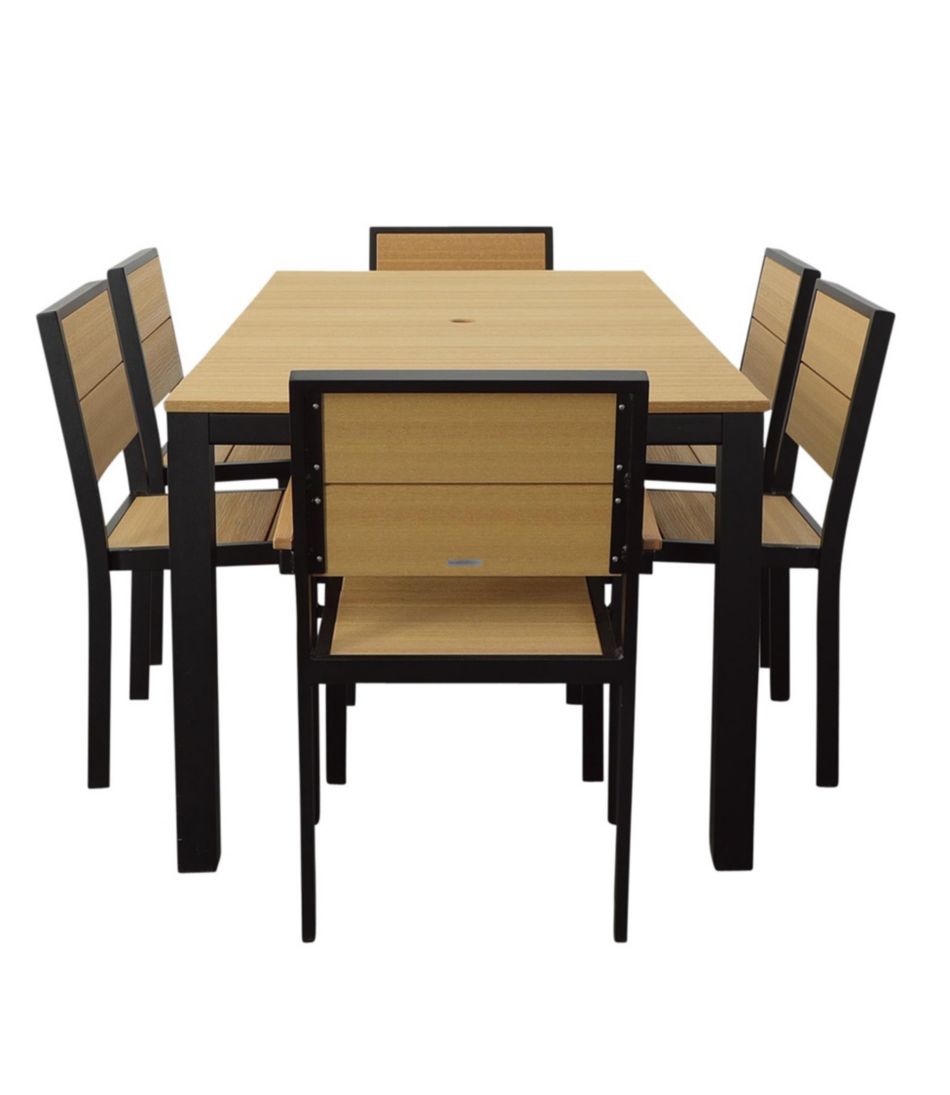 L.L.BeanAluminum/Recycled Poly Lumber Farmhouse Dining Set, Black