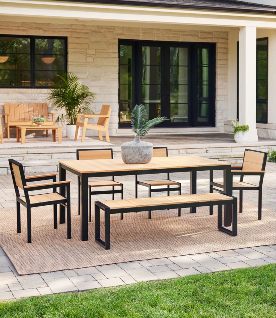 L.L.BeanAluminum/Recycled Poly Lumber Farmhouse Dining Set, Black