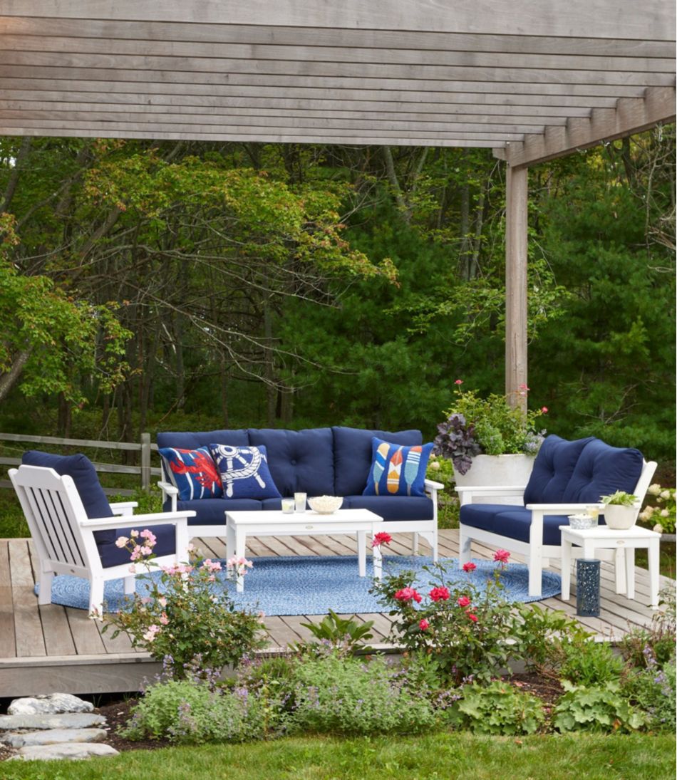 L.L.BeanAll-Weather Patio Loveseat with Textured Cushion, White